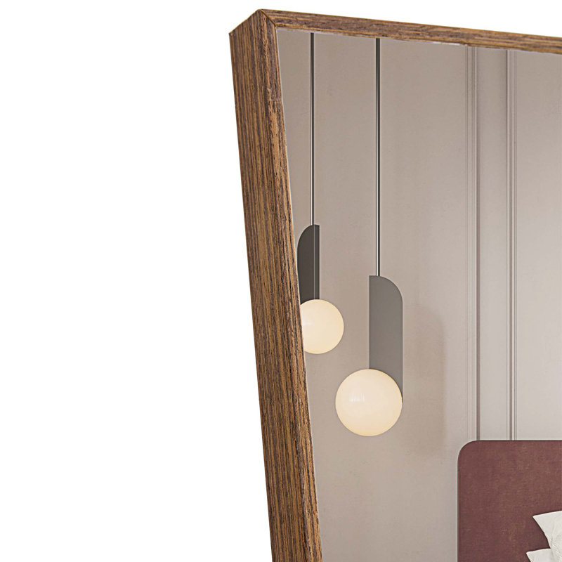 Miroir de plancher en bois massif Retangle, Brun, 58 po x 15 po