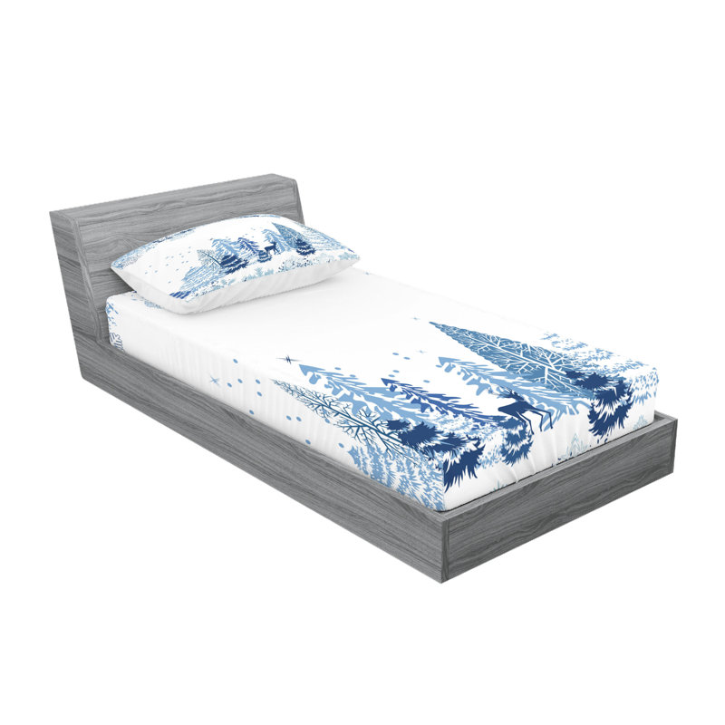 Drap-housse et coussin décoratif Ambesonne, Ensemble de draps pour lit simple + 3 pièces supp