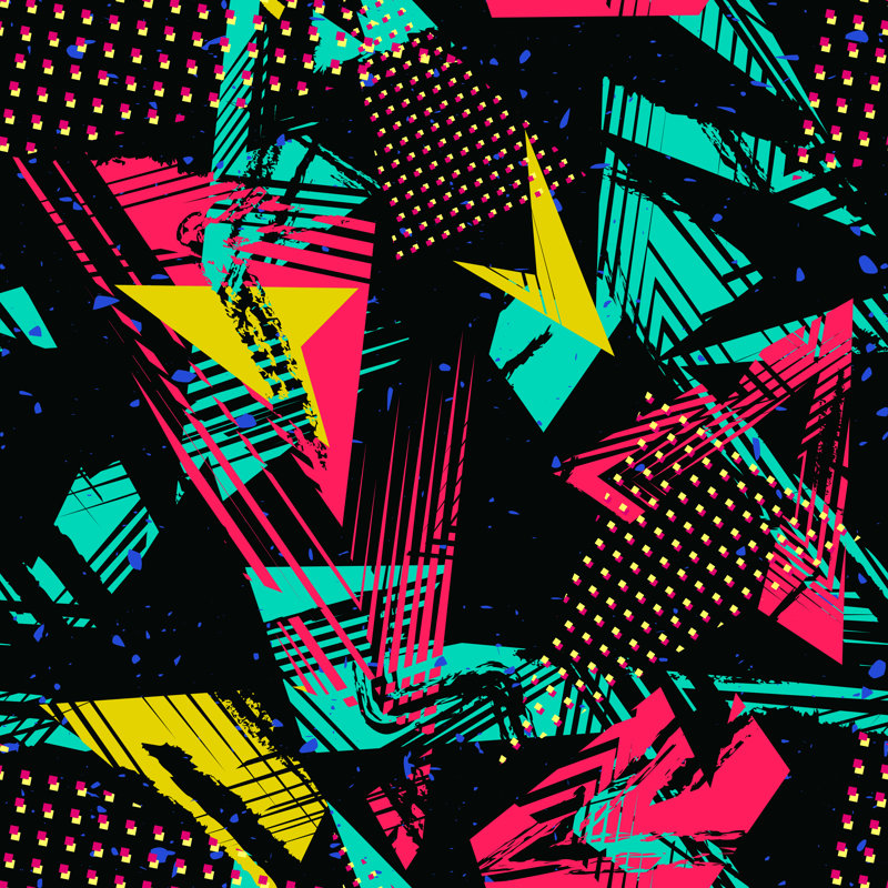 Stogner Abstract Neon Grunge - Wrapped Canvas Print, 91cm H x 91cm W x 3.8cm D