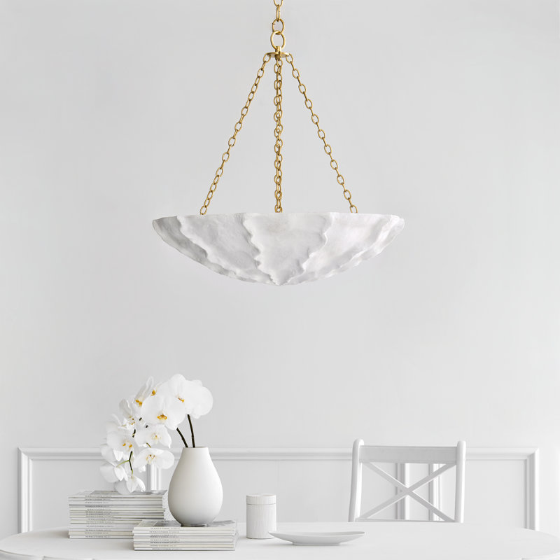 AERIN Benit Medium Sculpted Chandelier, Plaster White