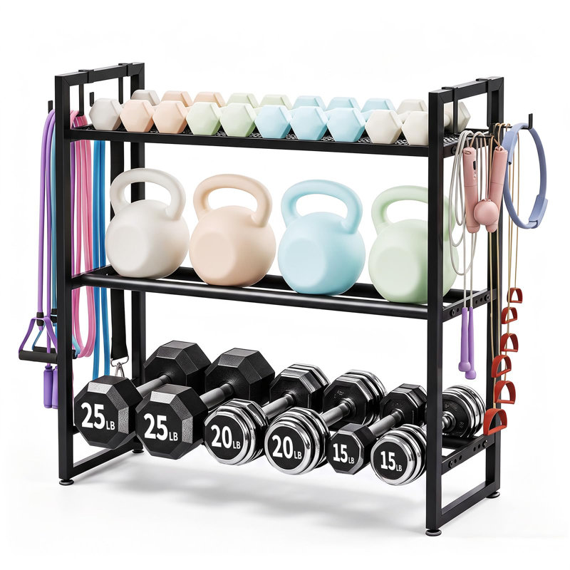 Support à haltères à 3 niveaux, support de poids de 260 lb par niveau pour la gymnastique à domicile