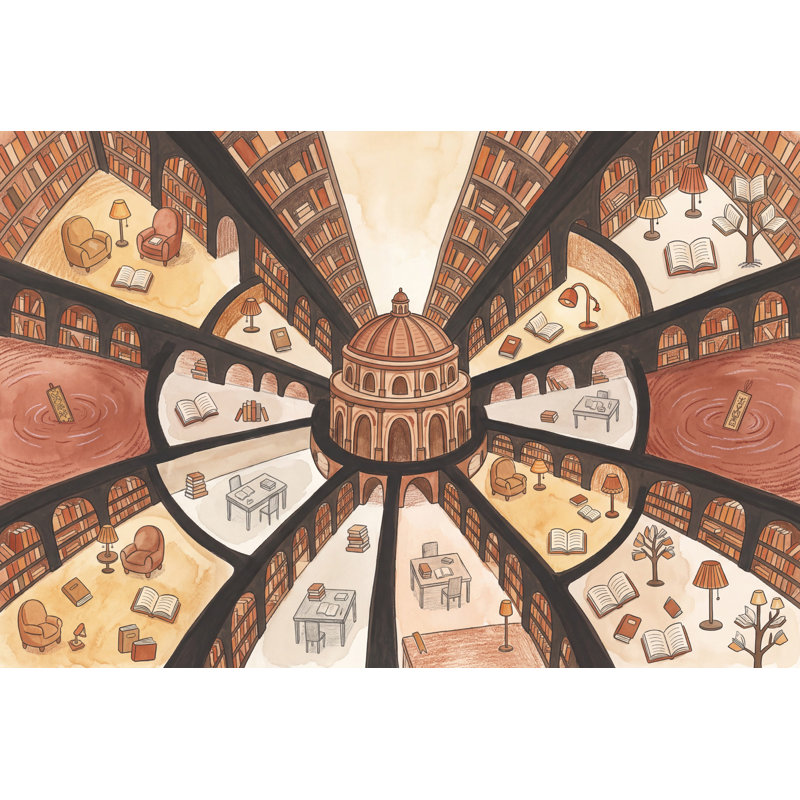 Bibliothèque murale Bibliothèque Bibliothèque Rotonde Dôme amovible, Texturé non collé, 140 po x 108 po
