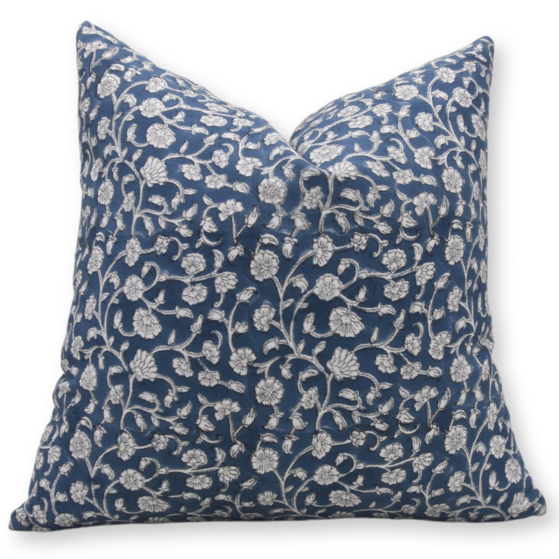 Housses de coussin en toile de canard à motif de Fab Fabine, bleu fait à la main, taille 14 x 14 po, H 14 po x l 14 po