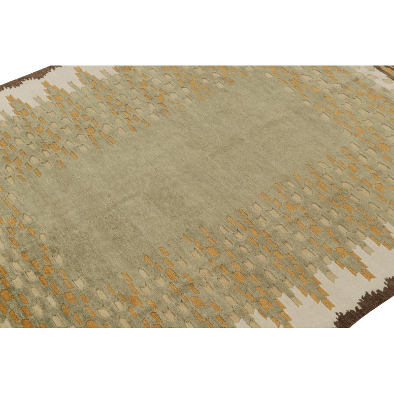 Scandinavian Hand Knotted Wool Geometric Area Rug, Rectangle 12' x 18'