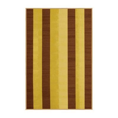 Machine Washable Checkered Brown Area Rug