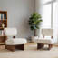 Pour le salon Chambre à coucher Bureau | Ensemble de 2 fauteuils d'appoint minimalistes, revêtement en polyester beige avec base en bois massif