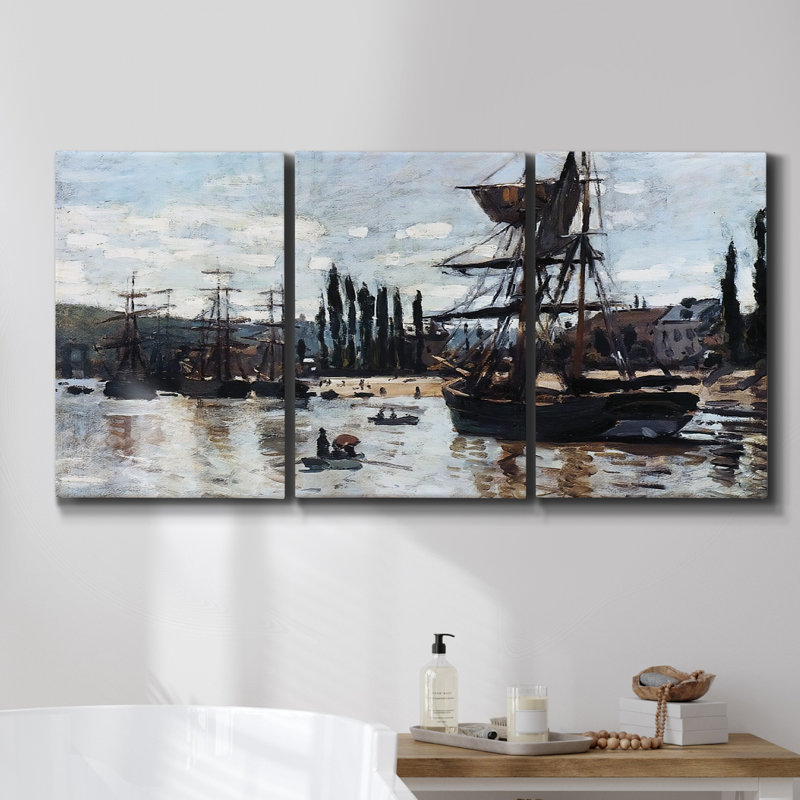 Ensemble de 3 pièces "Le petit bras de la seine" à Argenteuil, 1876, H 60 po x l 120 po x P 2 po