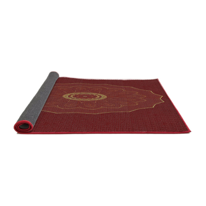 Tapis de zone brun foncé à motifs, Rond 5 pi