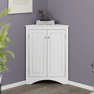 Armoire de rangement triangulaire pour salle de bain avec tablettes réglables, armoire de sol autoportante moderne