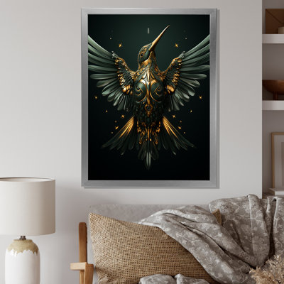 Blue Harmonious Hovering Hummingbird - Colibri, art mural animal