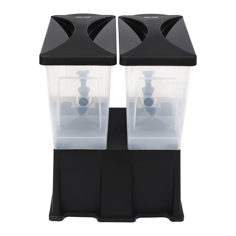 Distributeur de boissons à double robinet de 5,81 gallons (22 litres), grand distributeur de boissons froides, contenant en plastique avec couvercle et bac d'égouttement pour réfrigérateur, maison et extérieur.