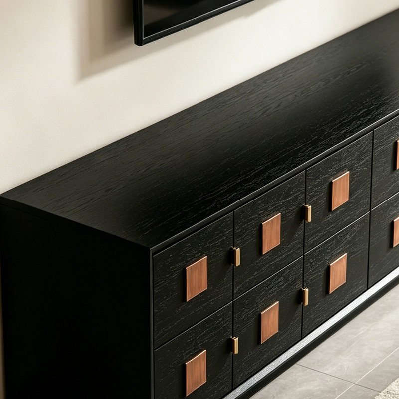 Meuble télé moderne avec rangement et tiroir en bois, 16.92”H x 94.48”L x 15.74”W, Black