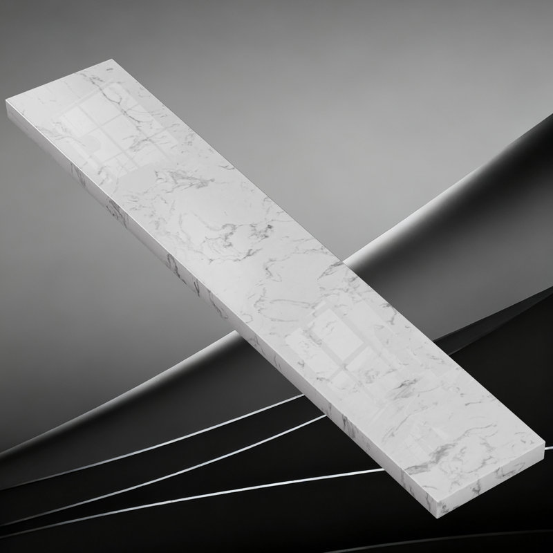 Dessus de meuble-lavabo latéral latéral poli en pierre reconstituée blanc de Carrare l 21 po x H 4 po pour comptoir de salle de bain