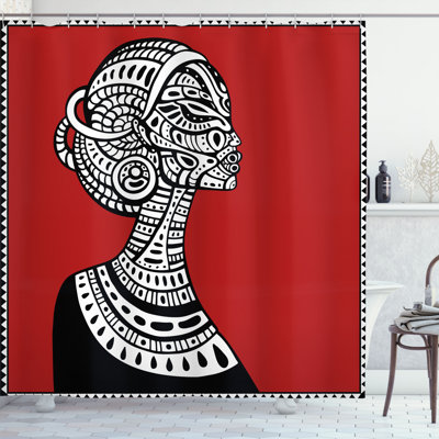 Ensemble de rideau de douche africain + crochets