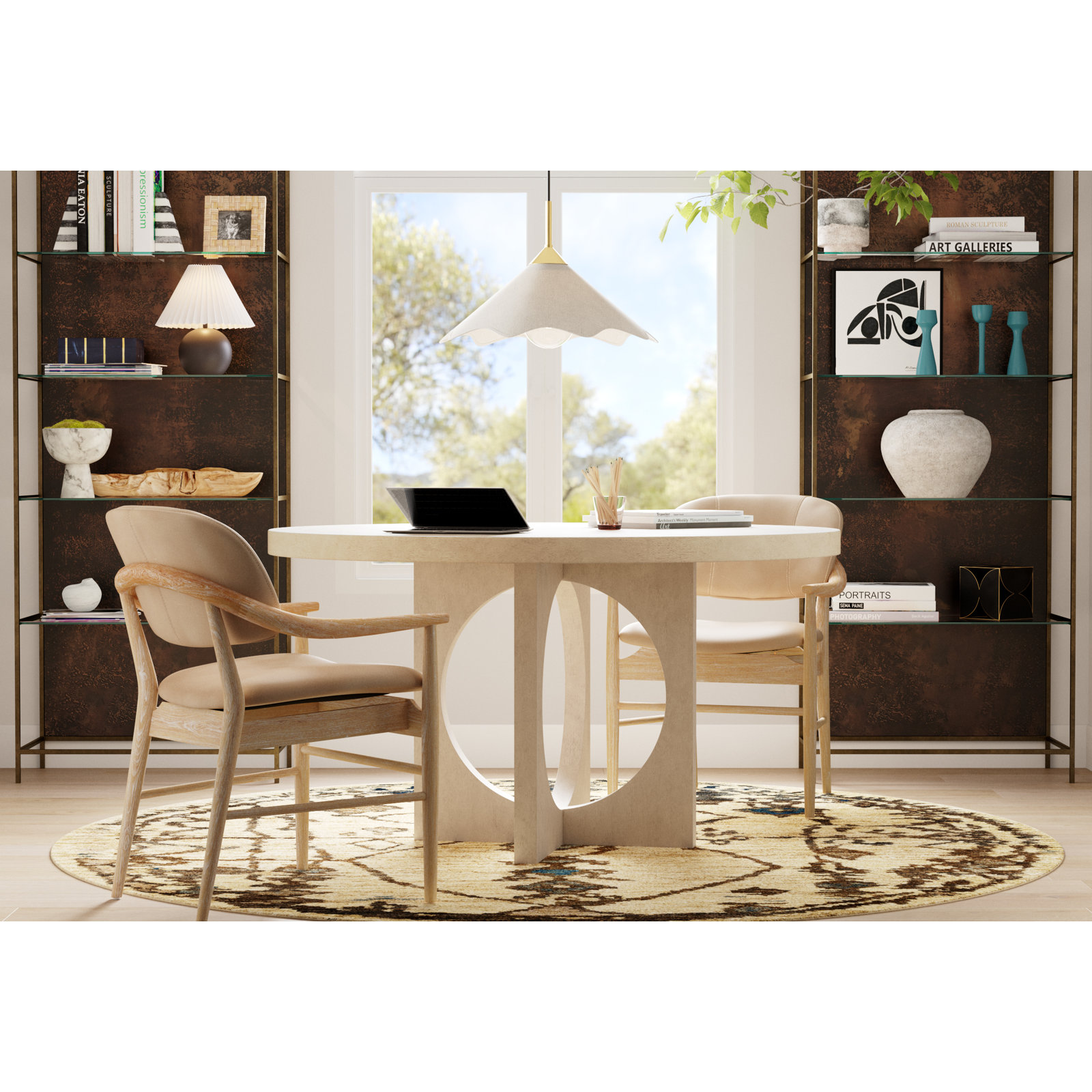 54'' Round Dining Table, Beige
