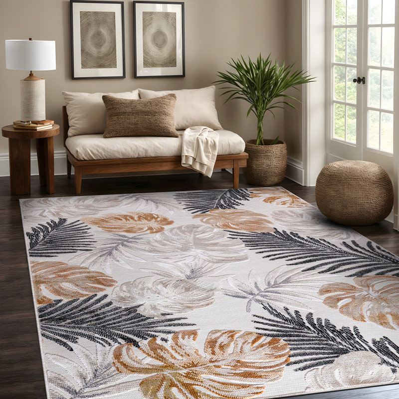 Tapis intérieur / extérieur gris / jaune, Rectangle 9 pi x 12 pi