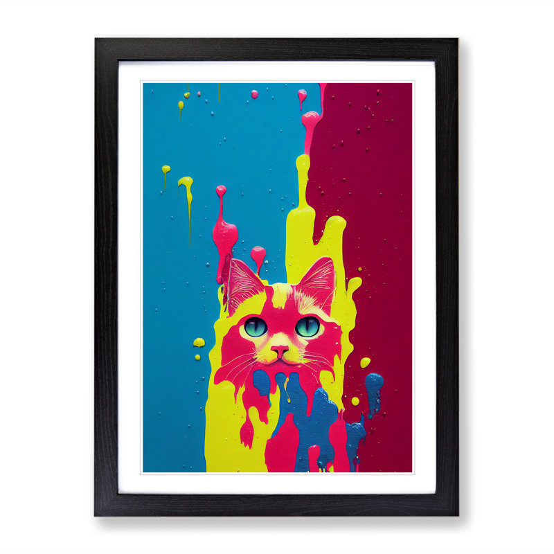 Cat In No.5 - Single Picture Frame Print, Black, 64cm H x 46cm W x 2cm D