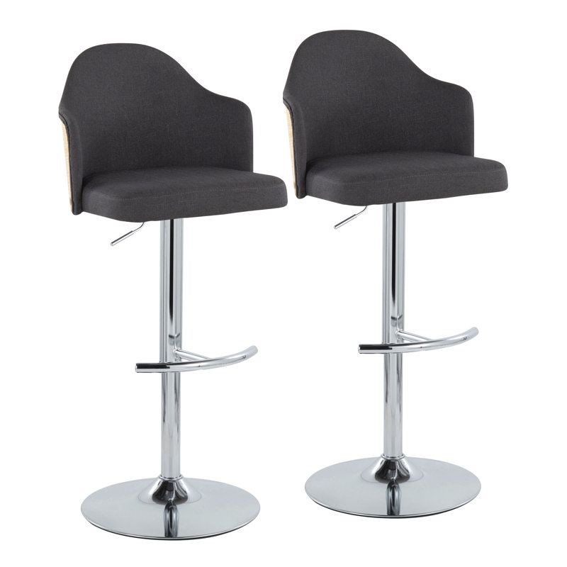 Ensemble de 2 tabourets de bar Braiens, Gris anthracite / chrome
