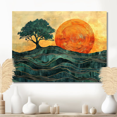 Arbre baobab au lever du soleil avec racines d'Afrique I - Décoration murale arbre