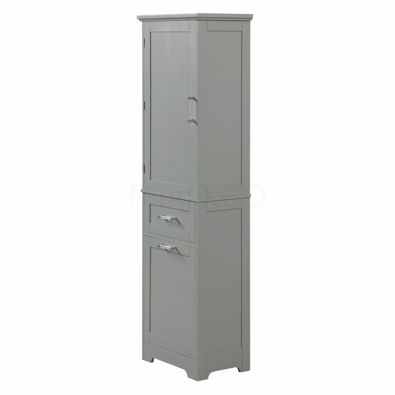 Tall Bathroom Storage Cabinet with Adjustable Shelves - Gray, Gray