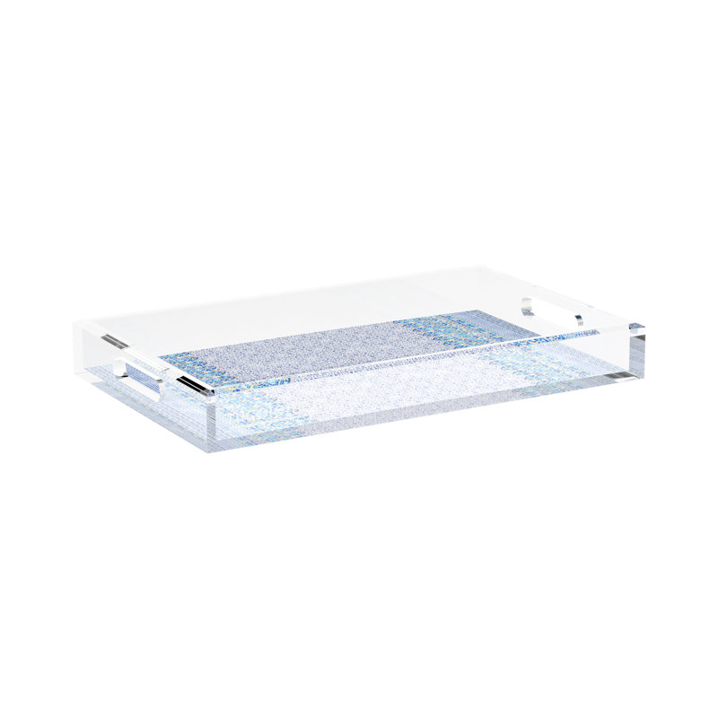 Iznik Acrylic Rectangle Decorative Tray, Blue, 17"W x 10.5"D x 2"H
