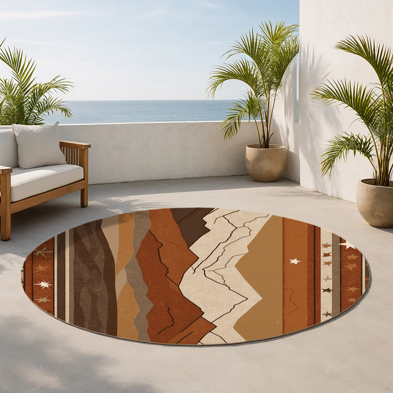 Tapis intérieur et extérieur Crimson Ridge, Rond 5 pi
