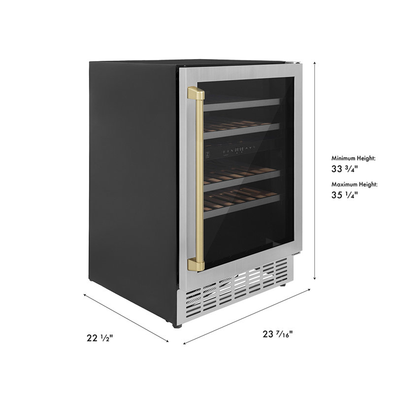 ZLINE 24" Monument Autograph Edition Dual Zone 44-Bottle Wine Cooler in Stainless Steel, Champagne Bronze