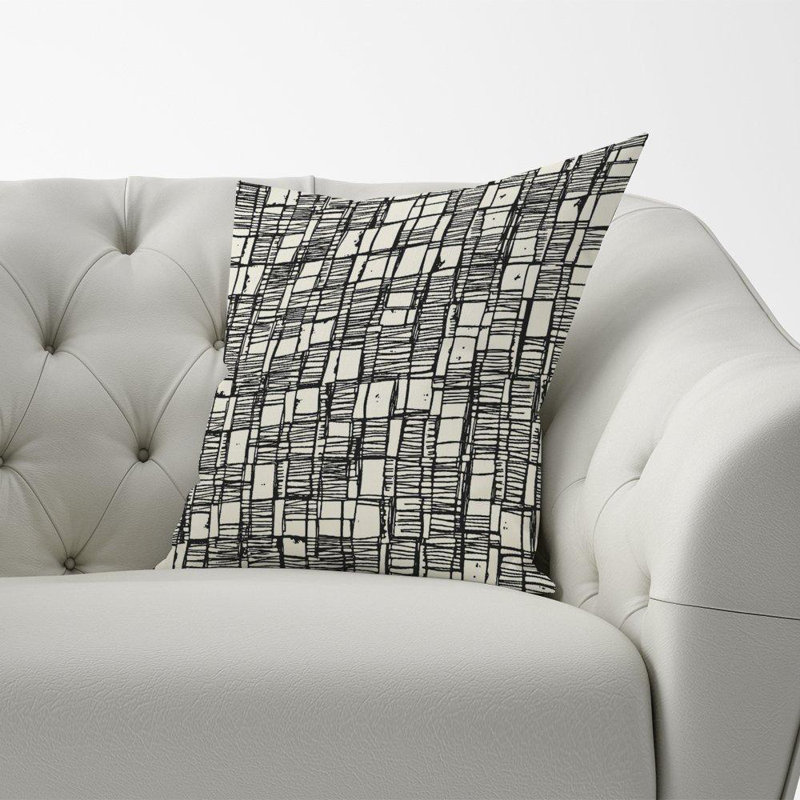 Elice IRREGULAR SKETCHED BLOCK TEXTURED Abstract Square Throw Cushion