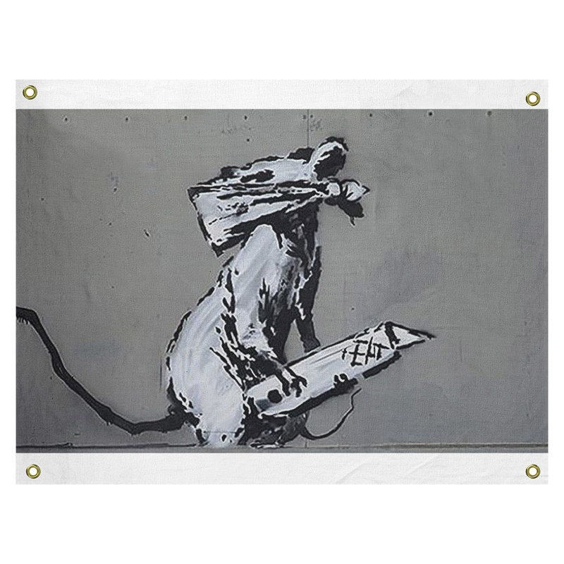 Tapisserie en polyester à rat et à la découpe, H 59 po x l 80 po x P 1 po