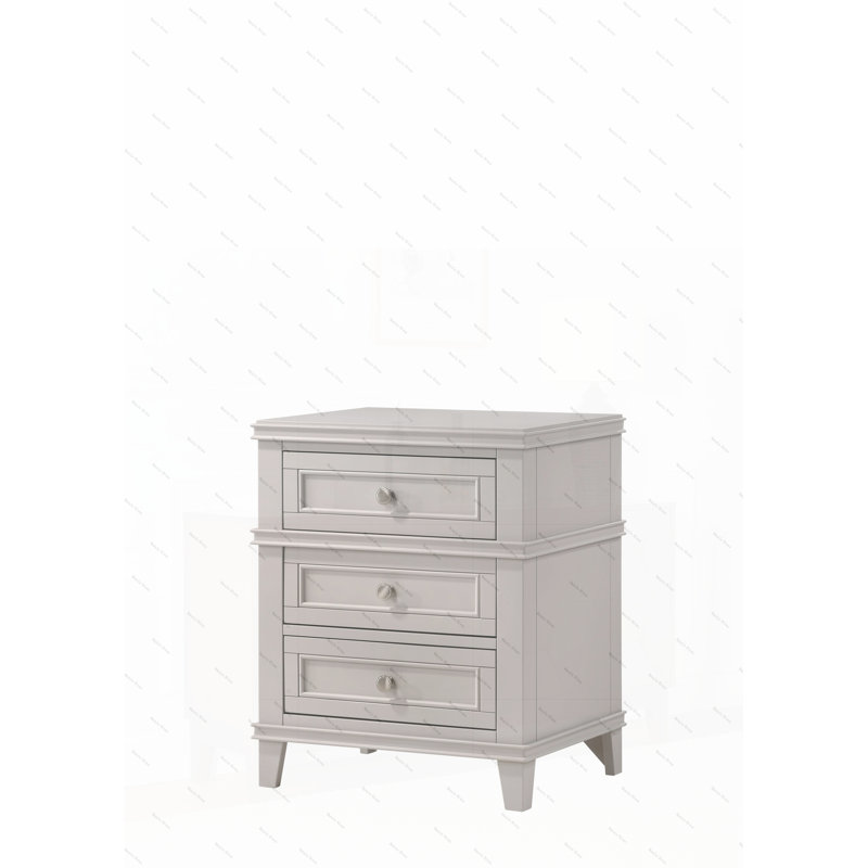 Table de chevet 3 tiroirs avec USB, Gris