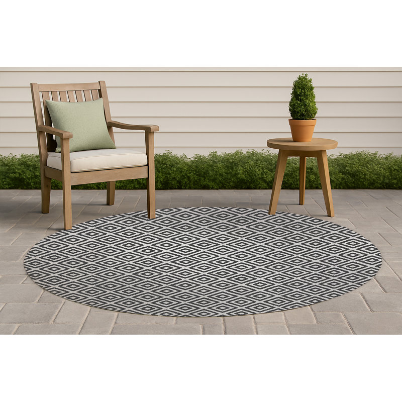 Tapis d'extérieur antidérapant Ikat Grunge, Rond 5 pi