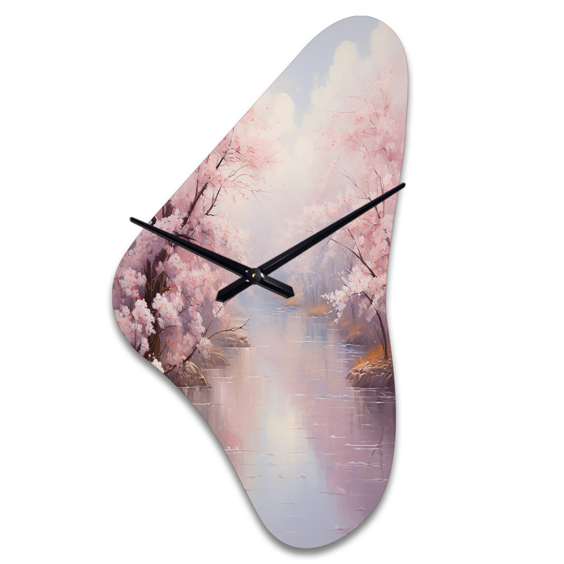 Impression romantique d'horloge murale en forme de fleur de cerisier rose IV, Grand