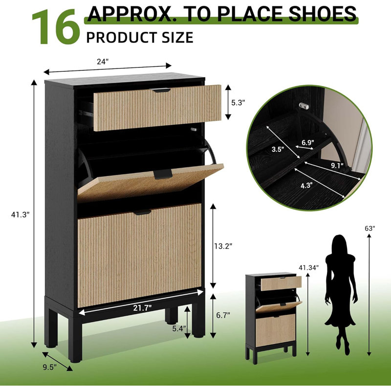 16 Pair Shoe Storage Cabinet