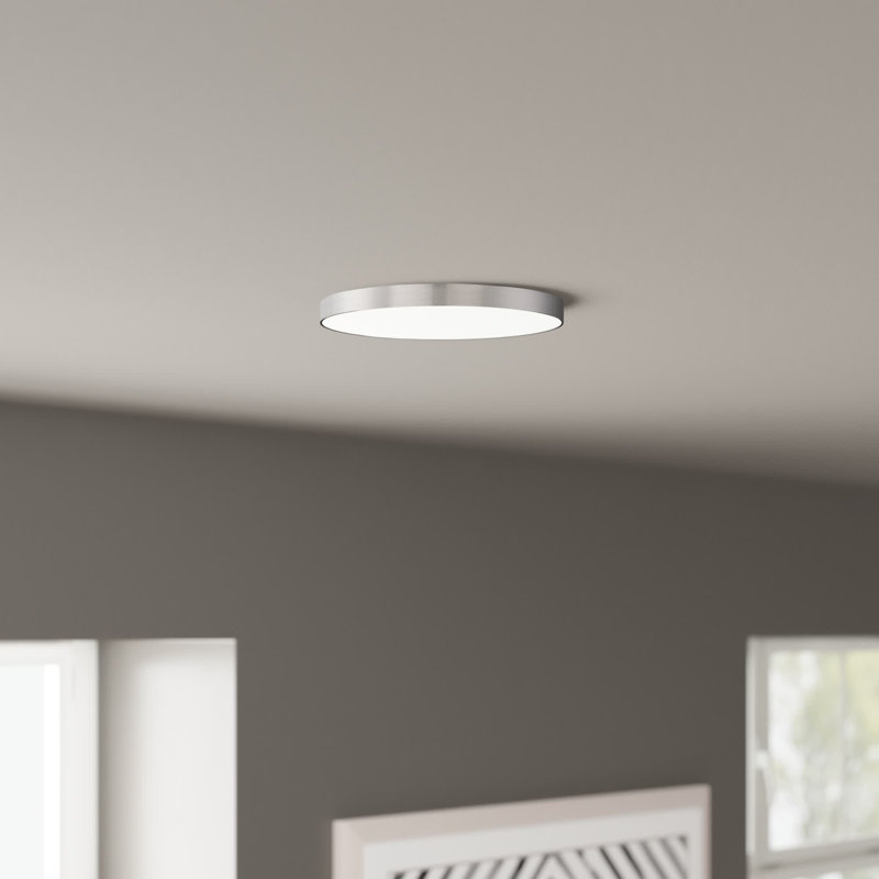 Plafonnier encastré simple à 1 lumière DEL Warrenton, H 0,75 po x l 9 po x P 9 po, Nickel satiné