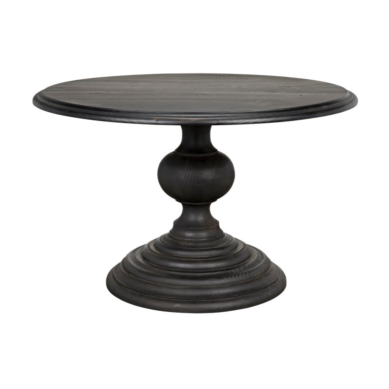 Adaliz Round Solid Wood Dining Table, Black