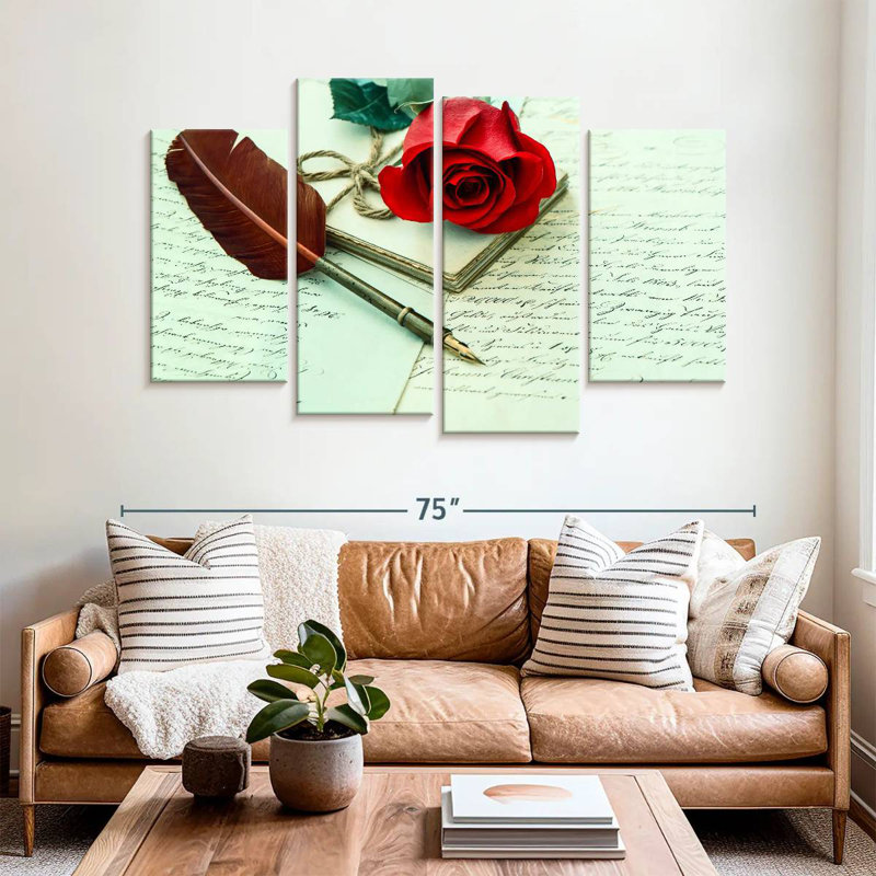 Hardie rose et lettre d'amour, H 42 po x l 68 po