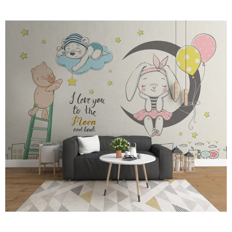 Papier peint mignon avec des lapins, L 27,96 po x l 39 po