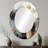 Gold And Grey Modern Shapes Minimalism II - Abstract Oval Decorative Mirror On Metal-1151303500