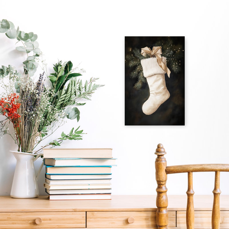 Elegant Christmas Stocking Elegant Traditional Abstract Pine Winter Landscape Wall Art Print 1 Piece Wrapped Canvas Wall Art