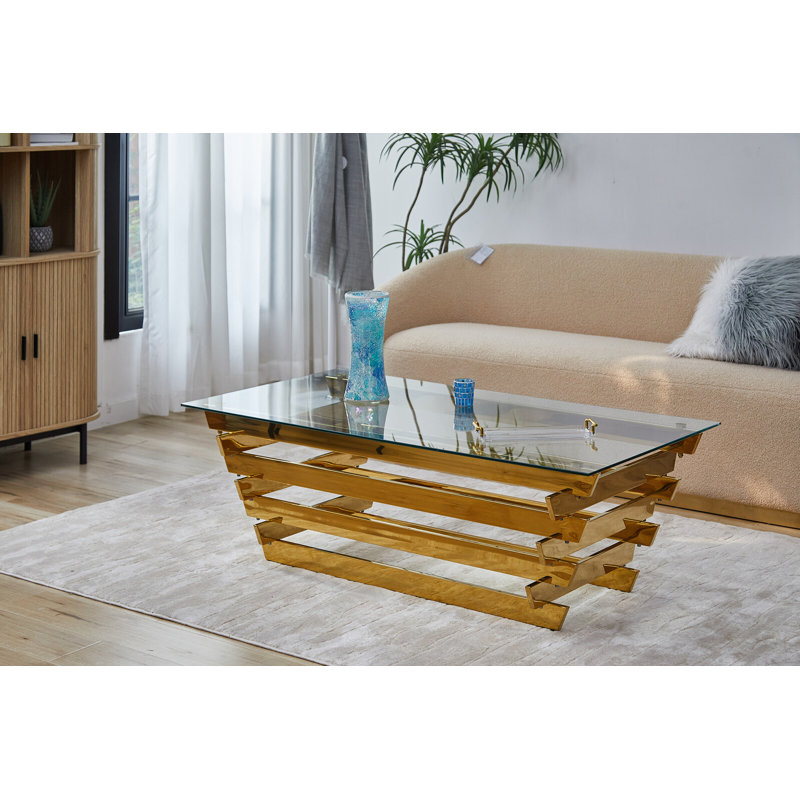 Avdain coffee table with storage space, Gold