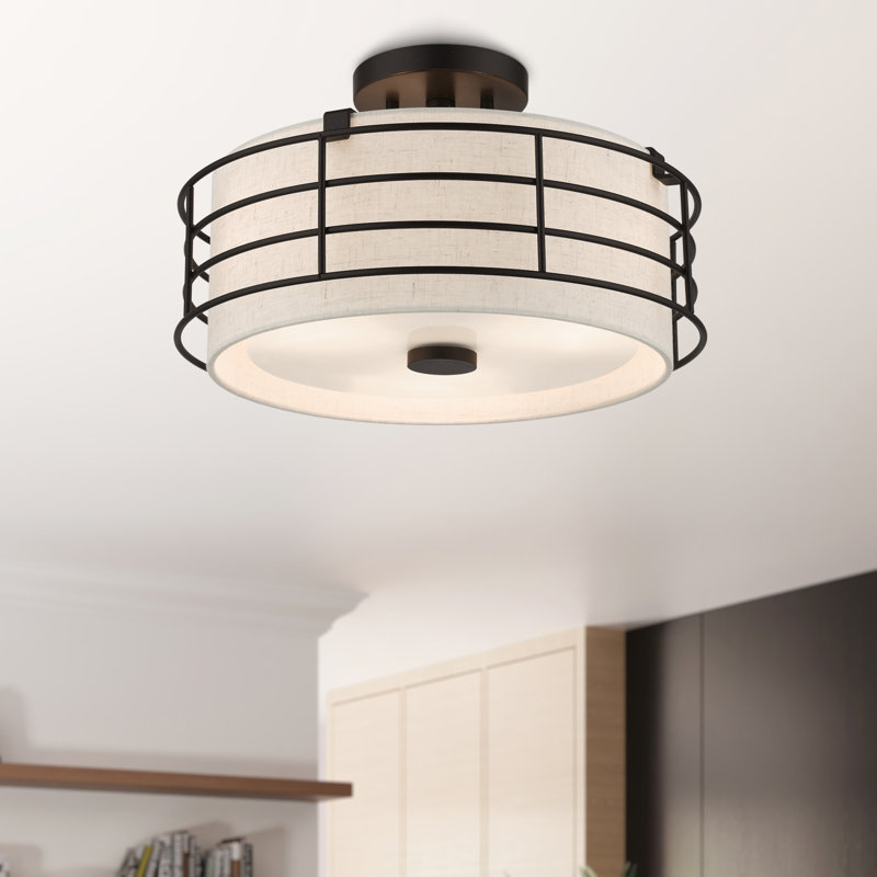 Maricruz Fabric Semi Flush Mount, Bronze