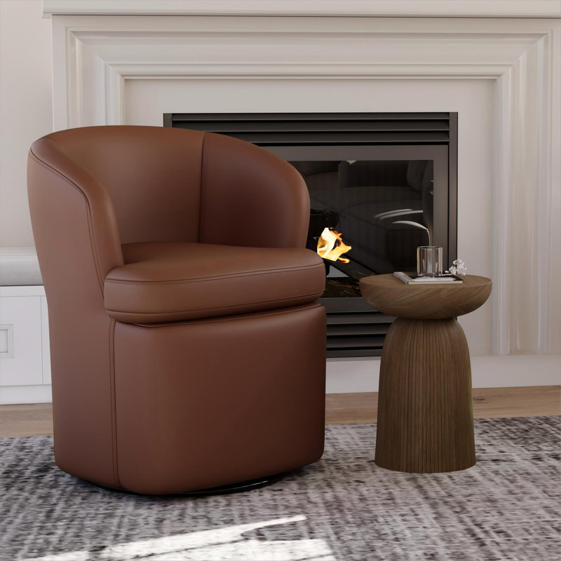 Fauteuil d'appoint pivotant en similicuir, Beige