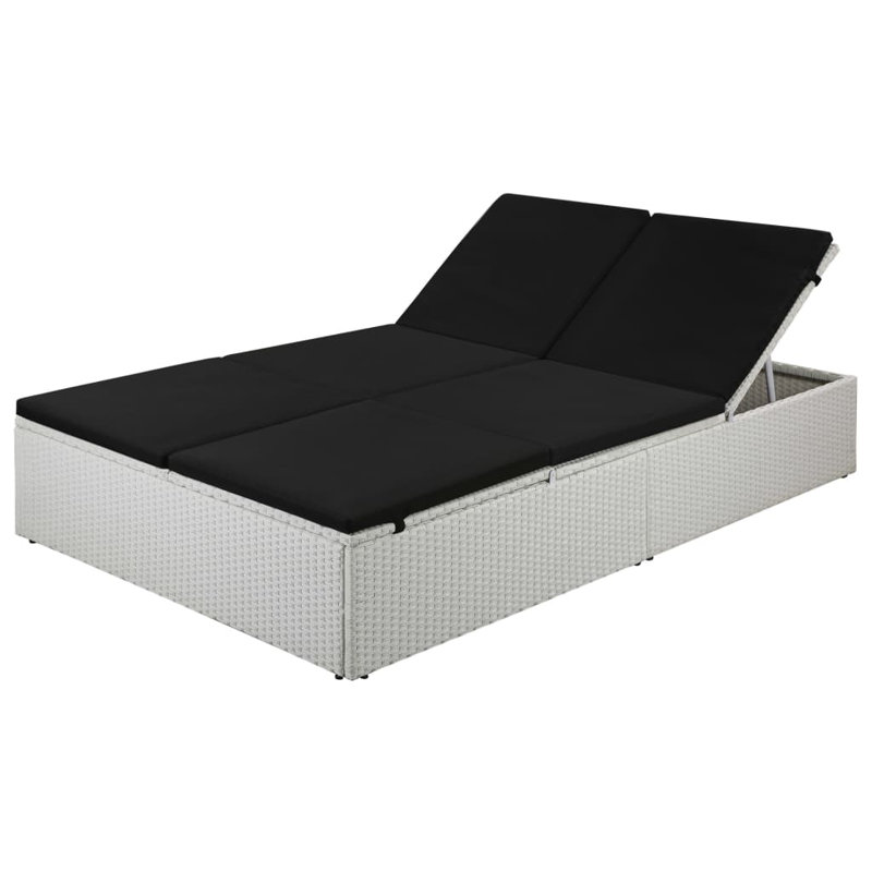 Villeneuve 77.6" Long Single chaise with Cushions, Black, Gray