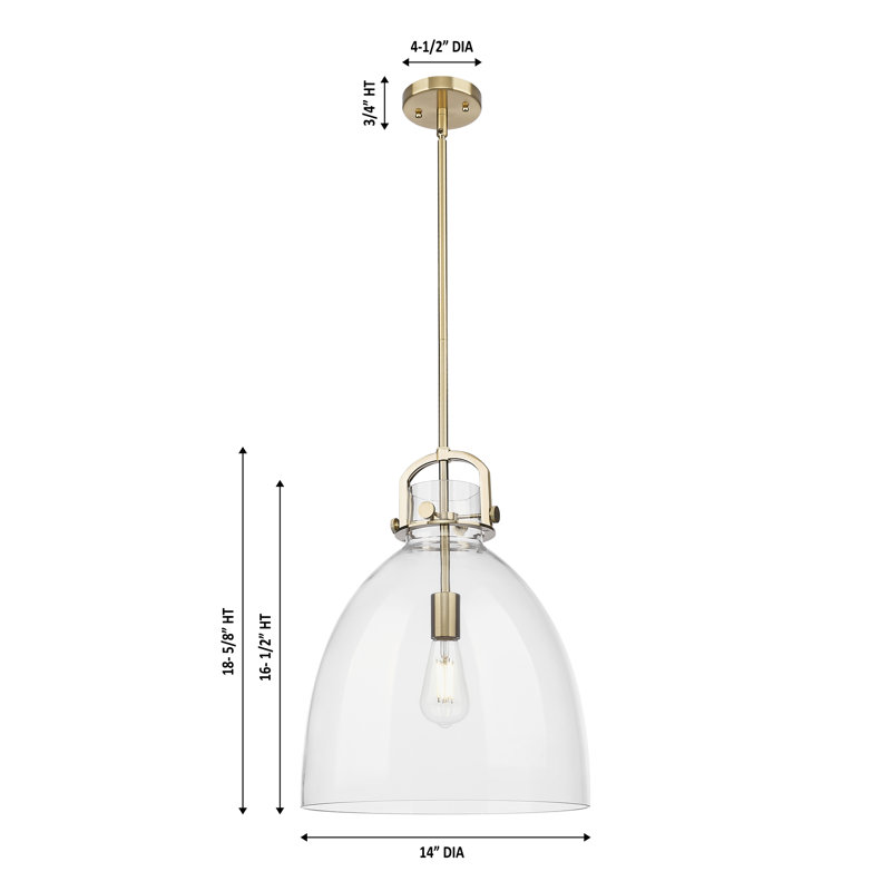Luminaire suspendu 1 lumière Badillo, Mercure, H 18,25 po x l 14 po x P 14 po, Nickel satiné