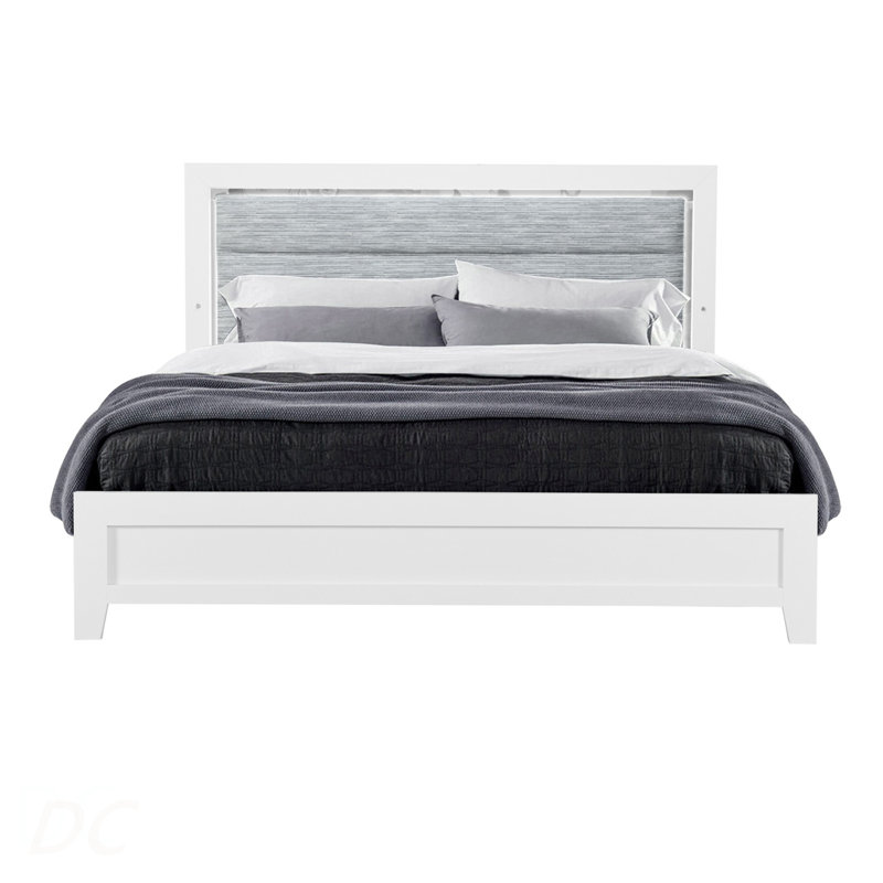 Grand lit OMODA blanc avec DEL