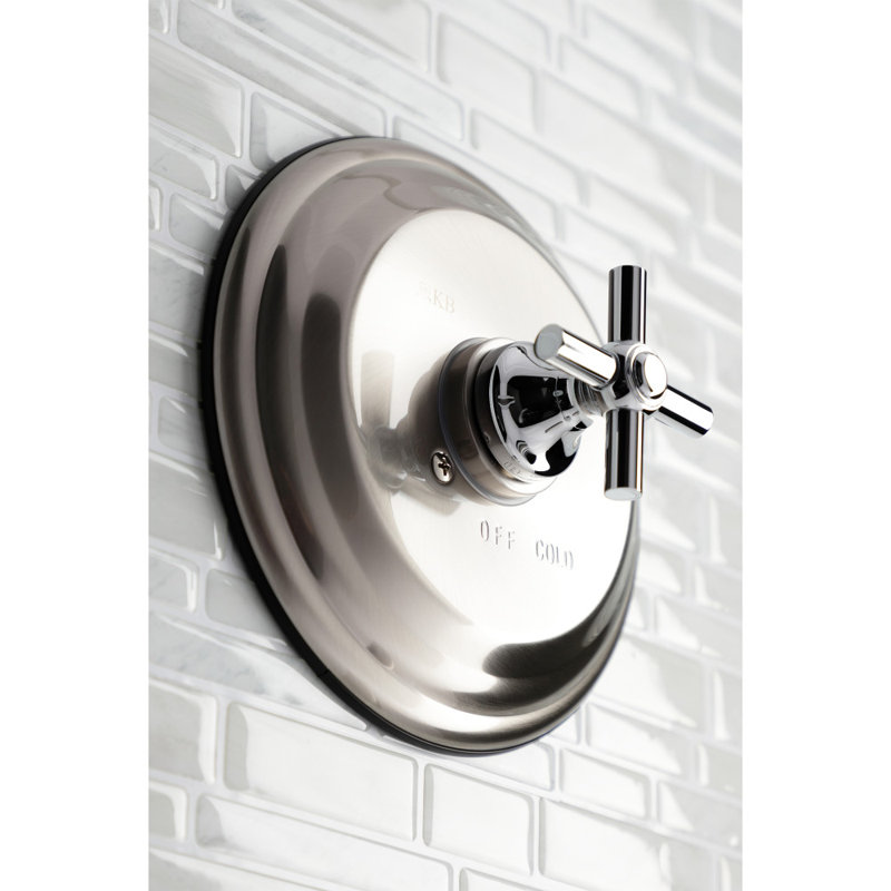 Kingston Brass Single-Handle Pressure Balanced Tub Faucet, Brushed Nickel/Polished Chrome