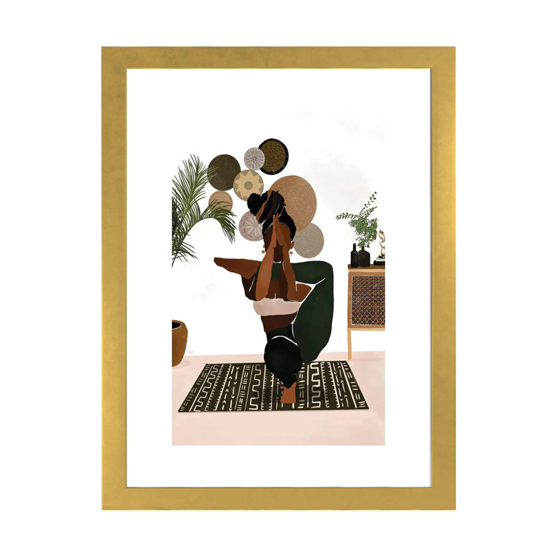 « Équilibre » par Brie Nicole-impression d’art graphique, Papier encadré doré, Blanc, H 32 po x l 24 po x P 1 po