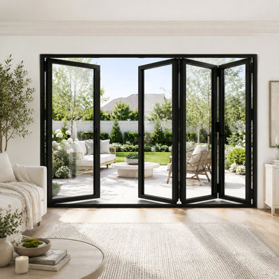 Porte pliante noire l 120 po x H 96 po LoweSky pliable en aluminium pliable (3 + 1)