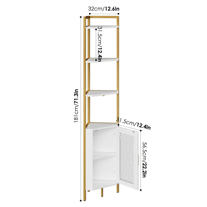 Bibian 181 cm H x 32 cm W Corner Bookcase, White