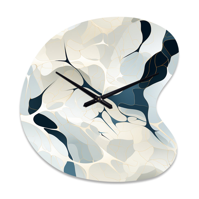 Whispering Abstraction - Horloge murale asymétrique abstraite en métal blanc, Grand